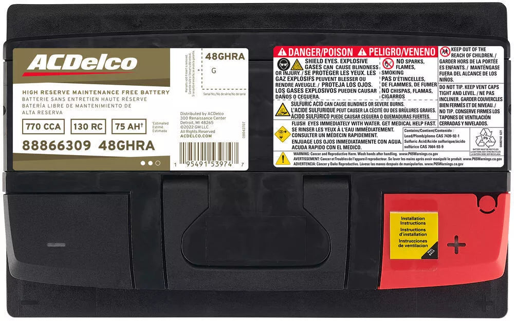 Duramax Vehicle Battery-42 Month Warranty High Reserve ACDelco 48GHRA