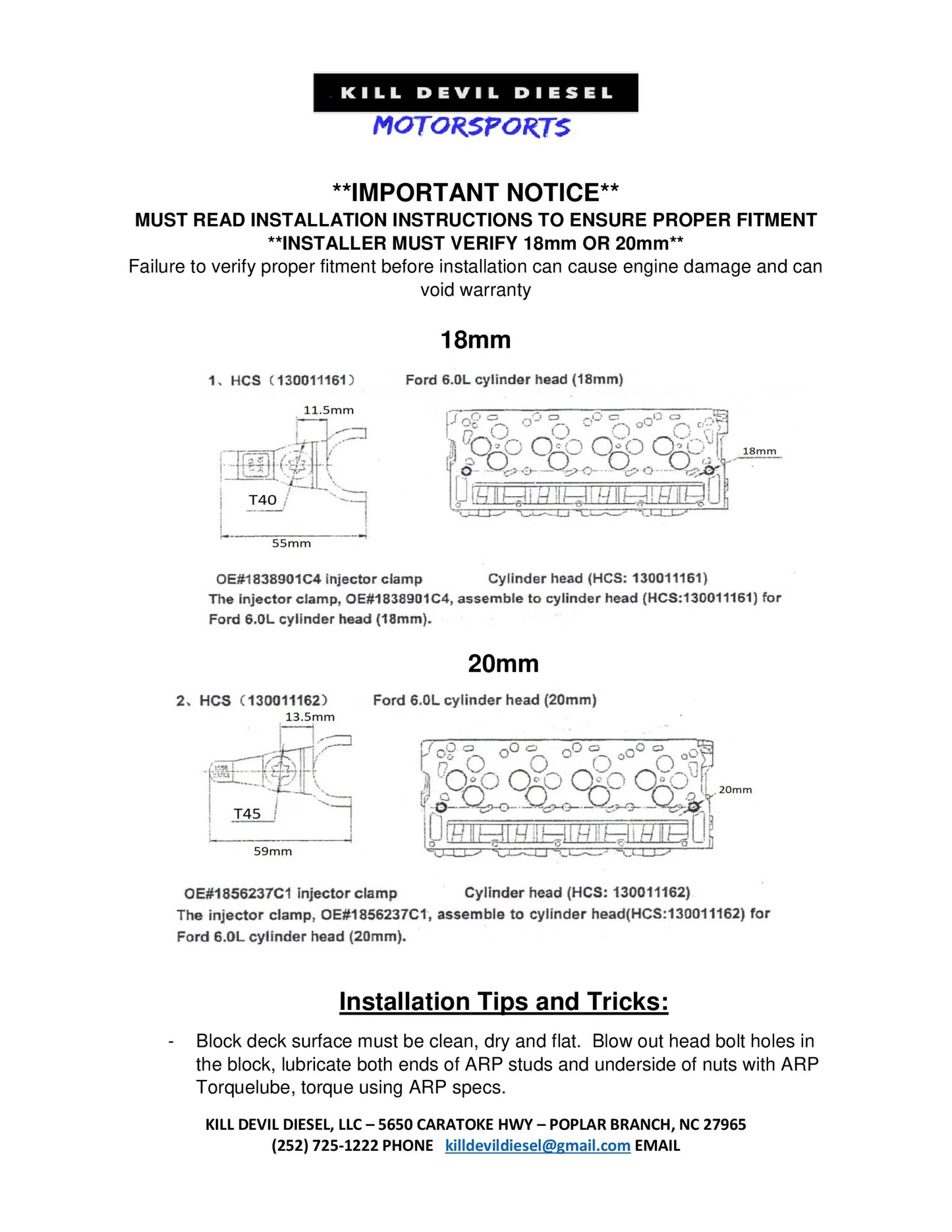 KDD 6.0 Powerstroke Cylinder Heads 20mm (PAIR)
