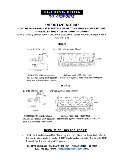 KDD 6.0 Powerstroke Cylinder Heads 20mm (PAIR)